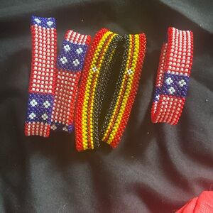 Hand Crafted Beaded Bracelets Set - Multicolor